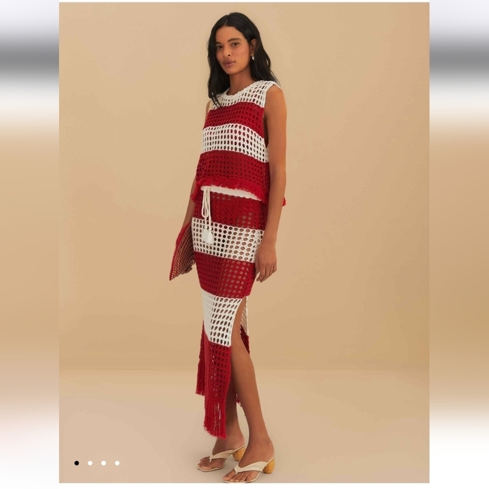 Farm Rio NWOTs Striped Crochet Skirt Set - Picture 1 of 12